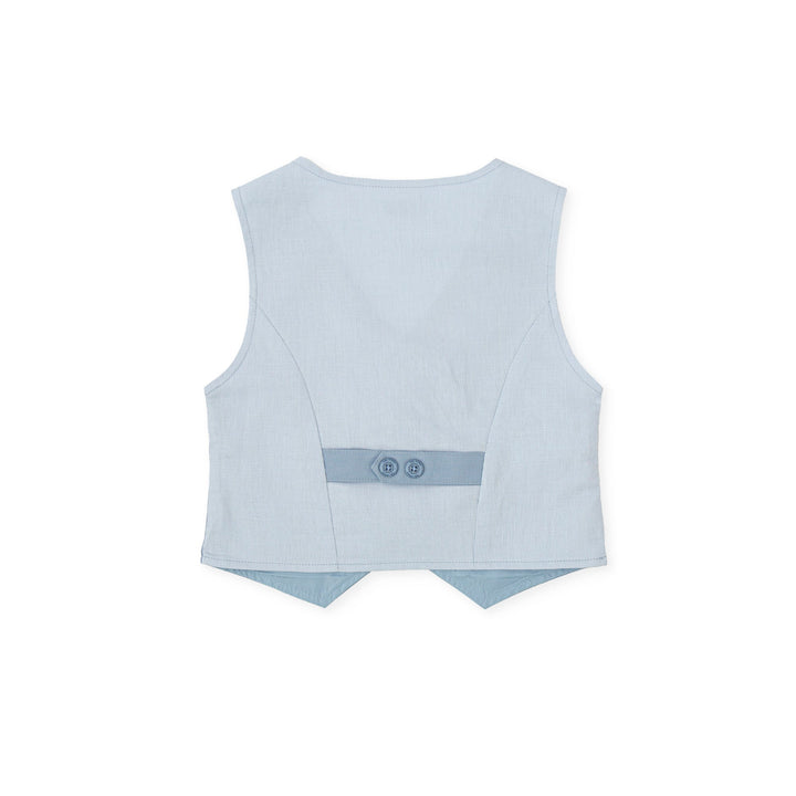 Sophisticated ceramic Aikido woven waistcoat for kids, designed to add a polished touch to both casual and formal summer looks.