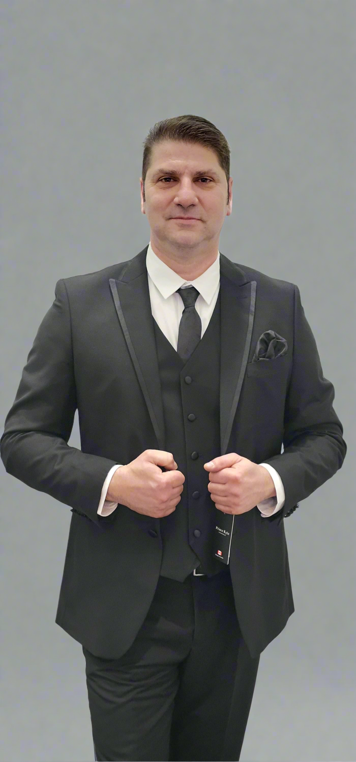 Mens Black Paisley Pattern 6 Piece Suit - Made In Canada 🇨🇦 Be Chic