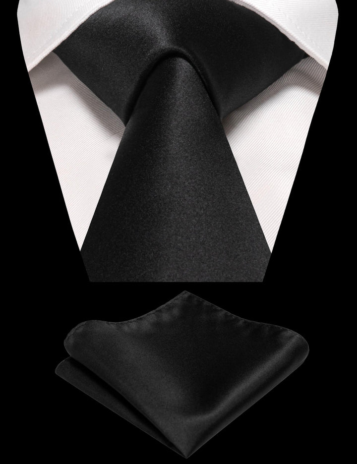 Black Tie and Pocket Square Set for Men Prince Kyle