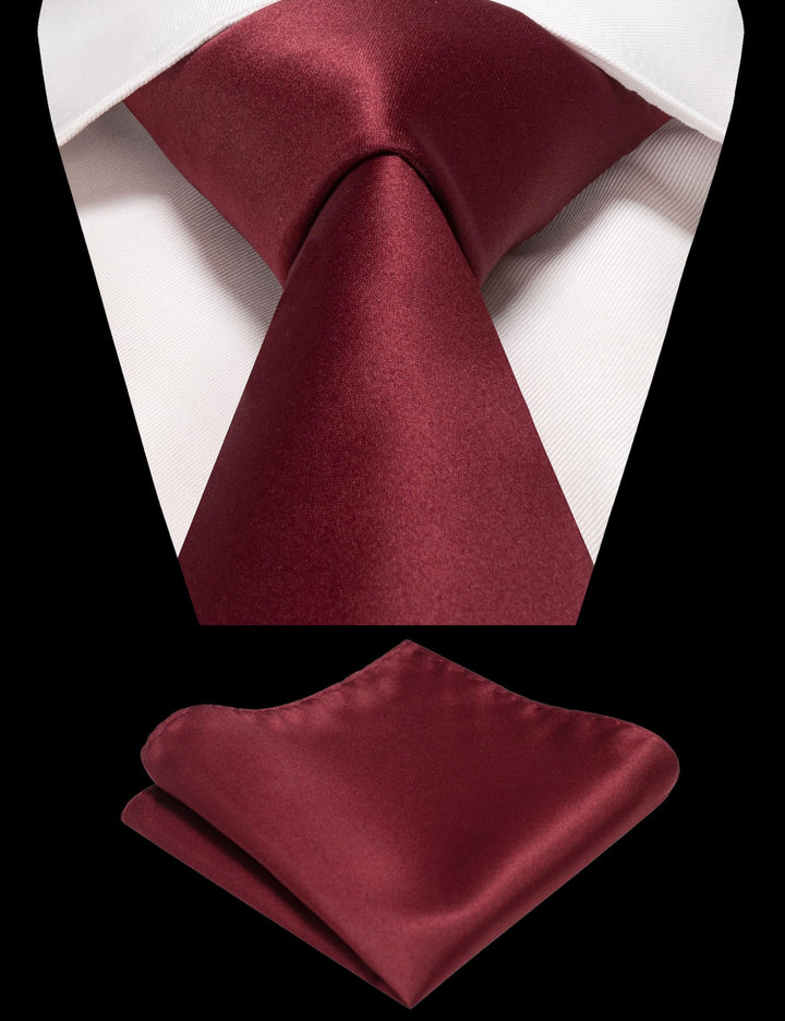 Burgundy Tie and Pocket Square Set for Men Prince Kyle