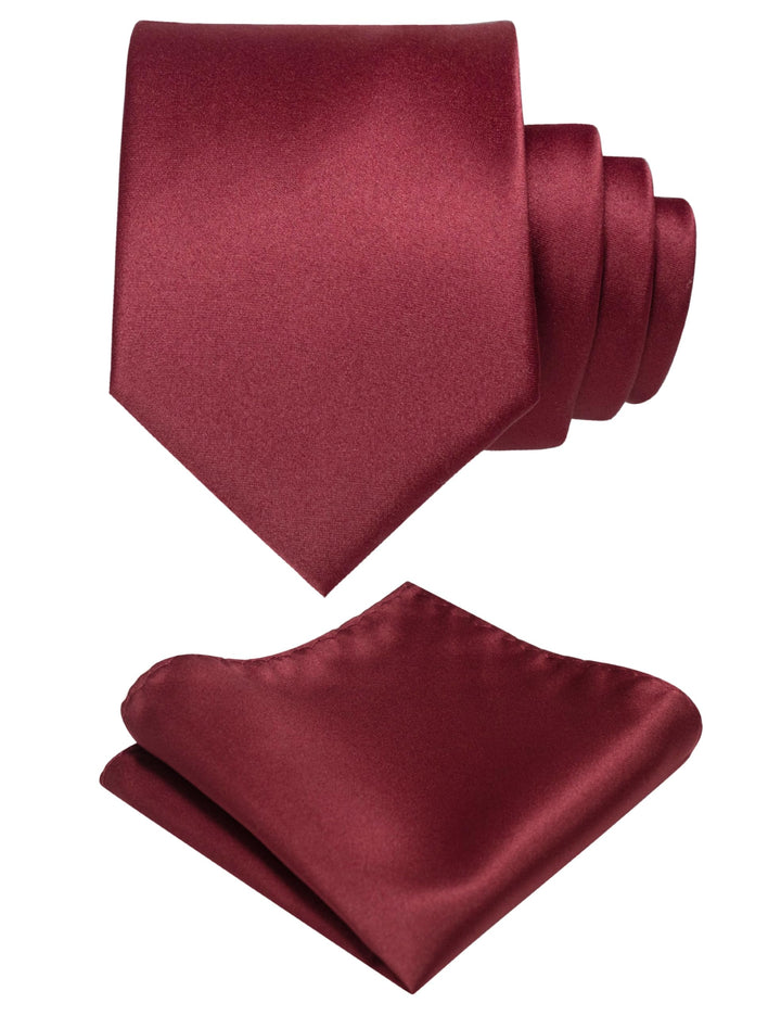 Burgundy Tie and Pocket Square Set for Men Prince Kyle