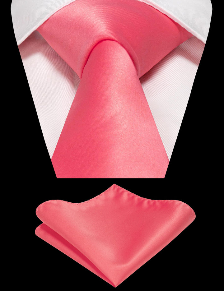 Deep Pink Tie and Pocket Square Set for Men Prince Kyle