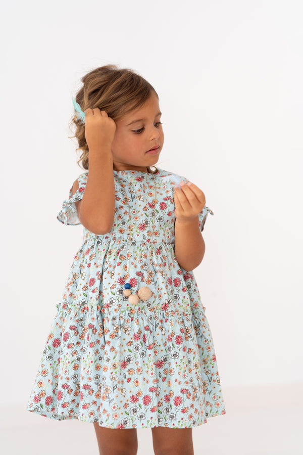 Aquamarine E-Ldta Frambuesa woven dress for children, with a vibrant and breezy summer design, perfect for warm days.