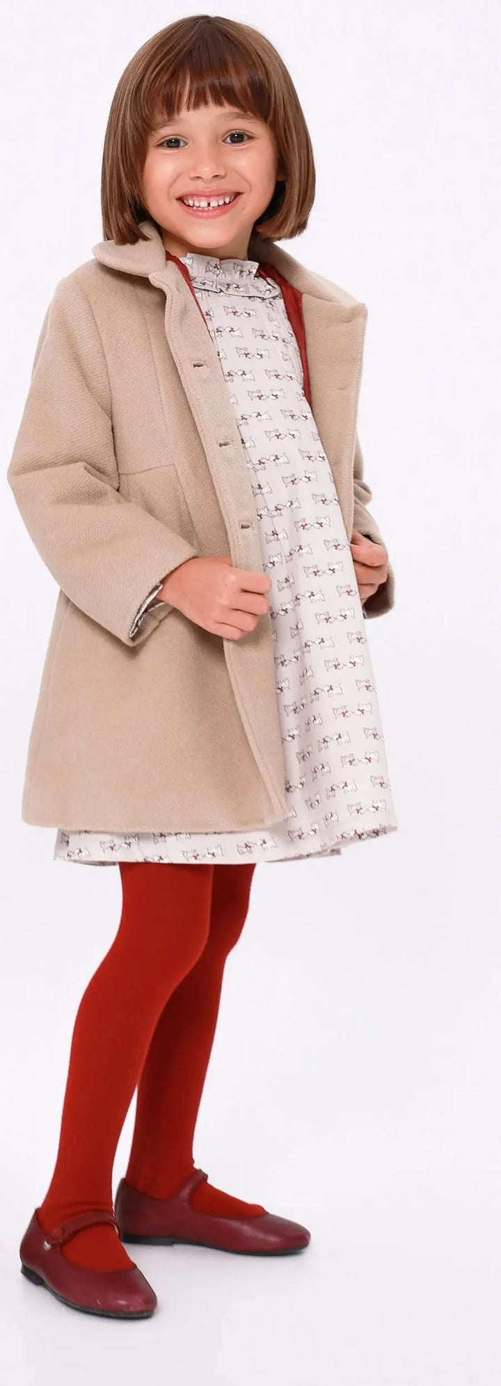 Girls Beige Felted Coat Tutto Piccolo