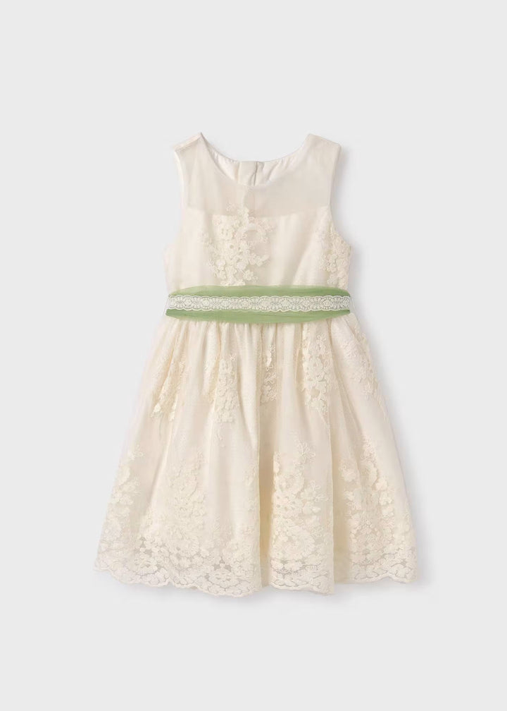 Girls Jacquard tulle dress - Natural - Kids Chic