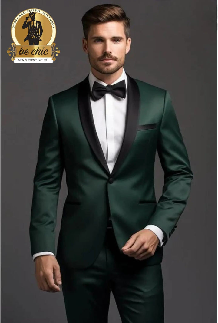 Men Dark Green classic tuxedo of 6 pieces. | 🧵Proudly designed in Italy Prince Kyle