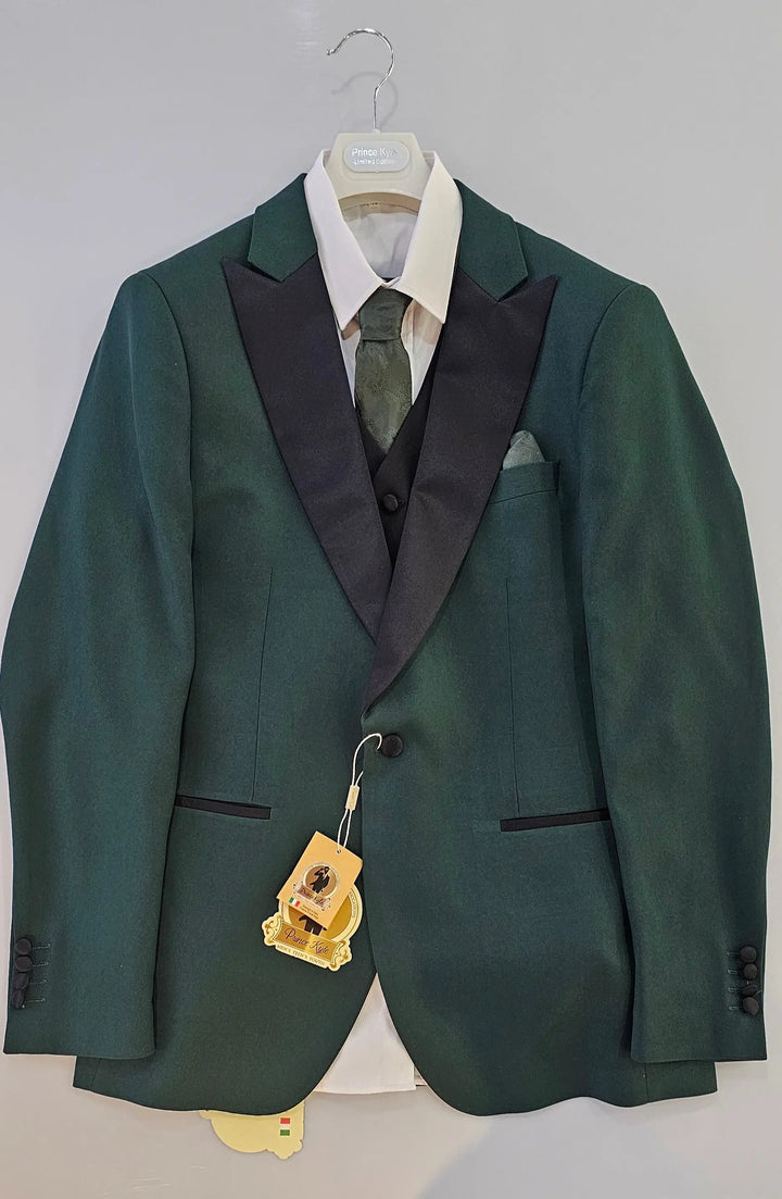 Men Dark Green classic tuxedo of 6 pieces. | 🧵Proudly designed in Italy Prince Kyle