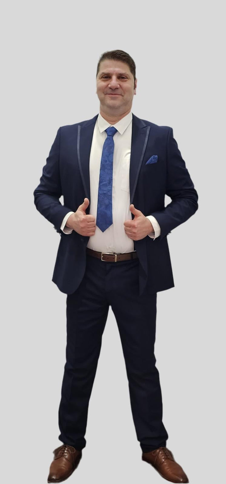 Mens Navy Paisley Pattern 6 Piece Suit - Made In Canada 🇨🇦 Be Chic