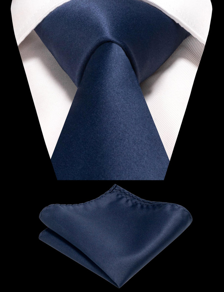 Navy Blue Tie and Pocket Square Set for Men (Copy) Prince Kyle