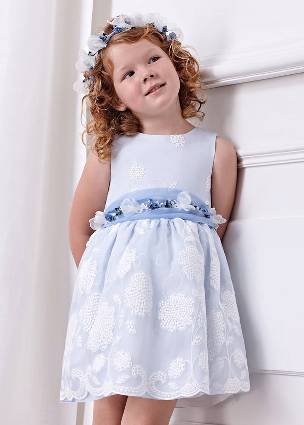 Organza embroidered dress - Sky blue - Kids Chic