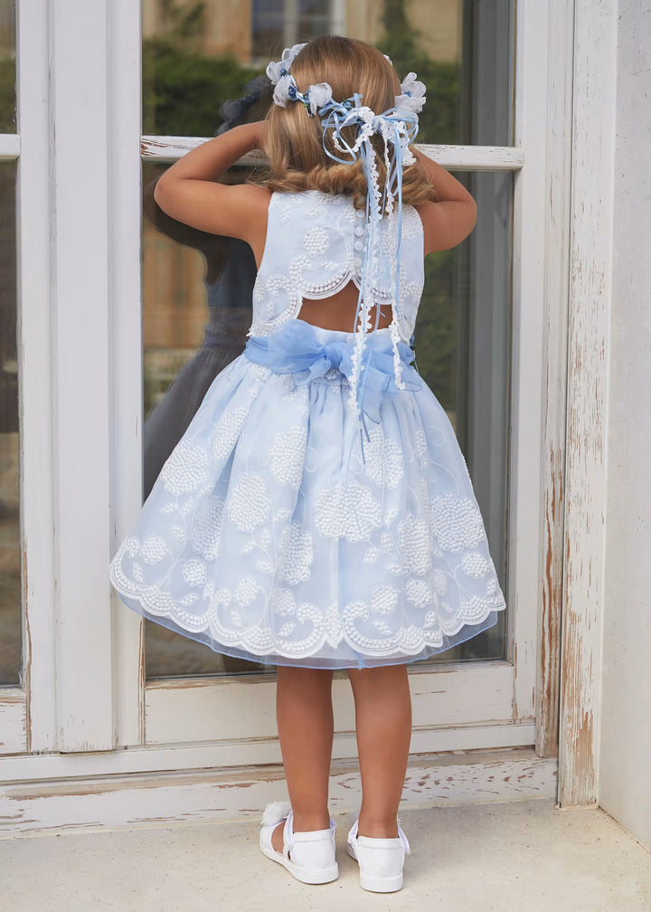 Organza embroidered dress - Sky blue - Kids Chic