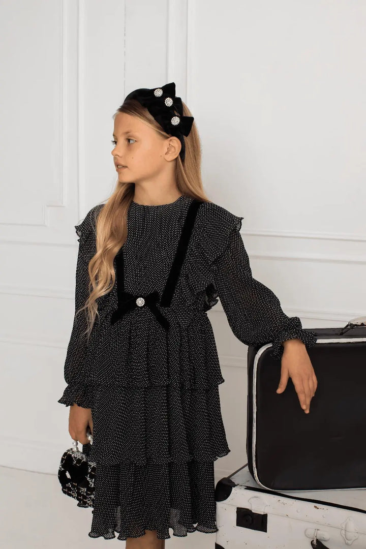 Patachou Girls Dress - Ivory Black Patachou