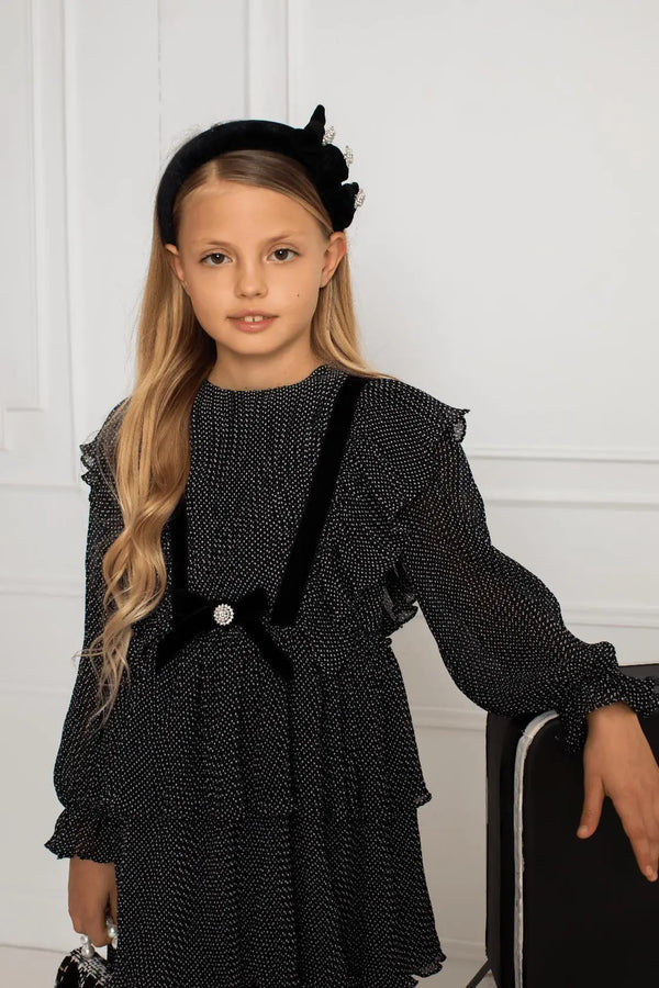 Patachou Girls Dress - Ivory Black Patachou