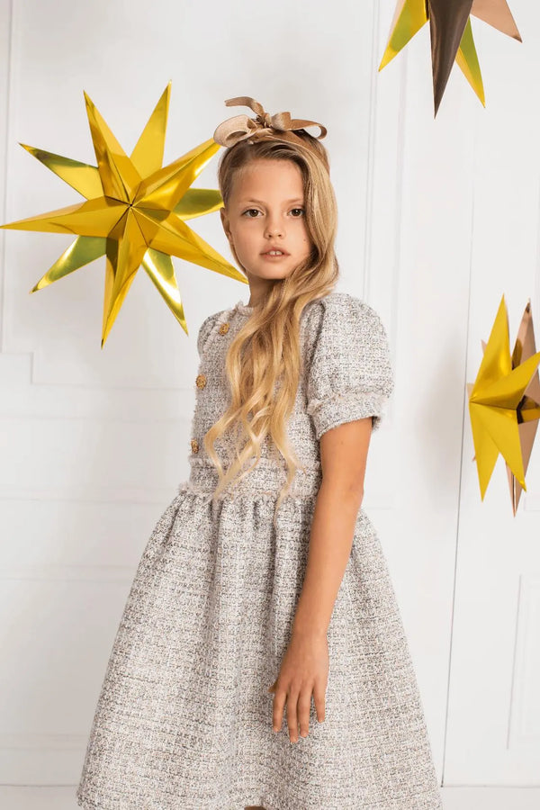 Patachou Girls Gold Dress - Grey Patachou