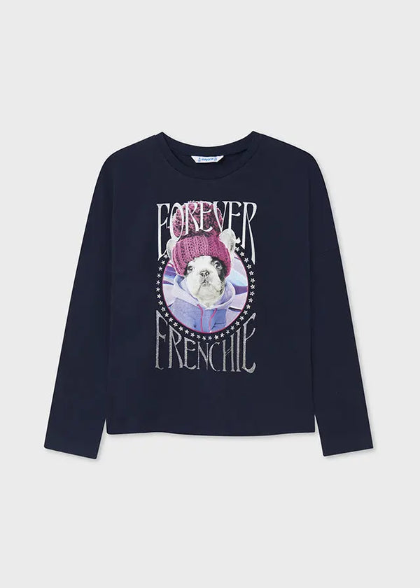 L/S shirt dog for teen girl - Navy Mayoral