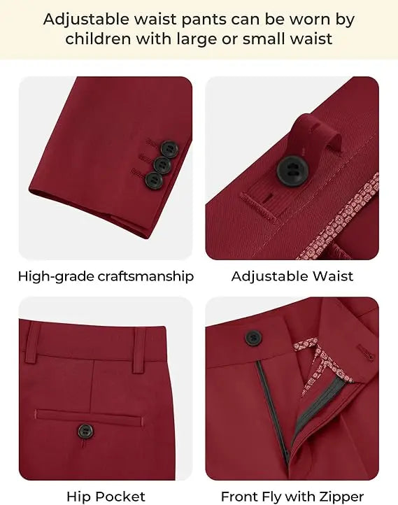 Suit for boys: 5 pieces Set - burgundy 🪡 🧵Proudly made in Canada 🇨🇦 Kids Chic