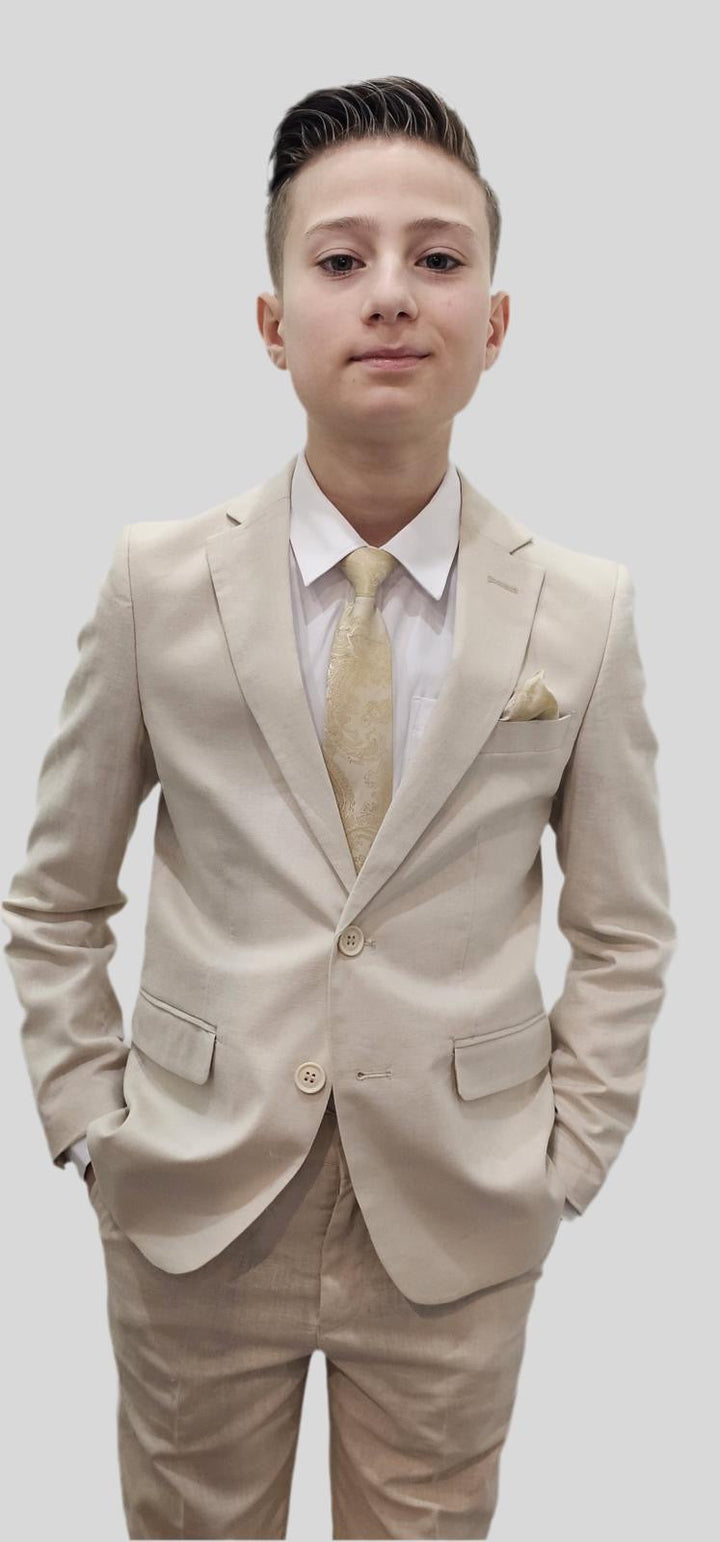 Bechic Halifax Kids’ Linen Beige Suit – Premium Italian Handmade Quality, Best Selling in Canada Be Chic