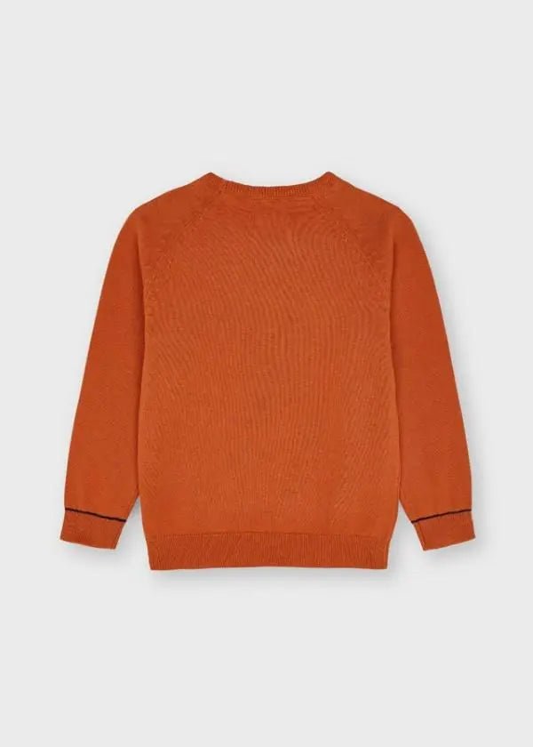 Basic cotton sweater w/round for boy - Orange - Be Chic