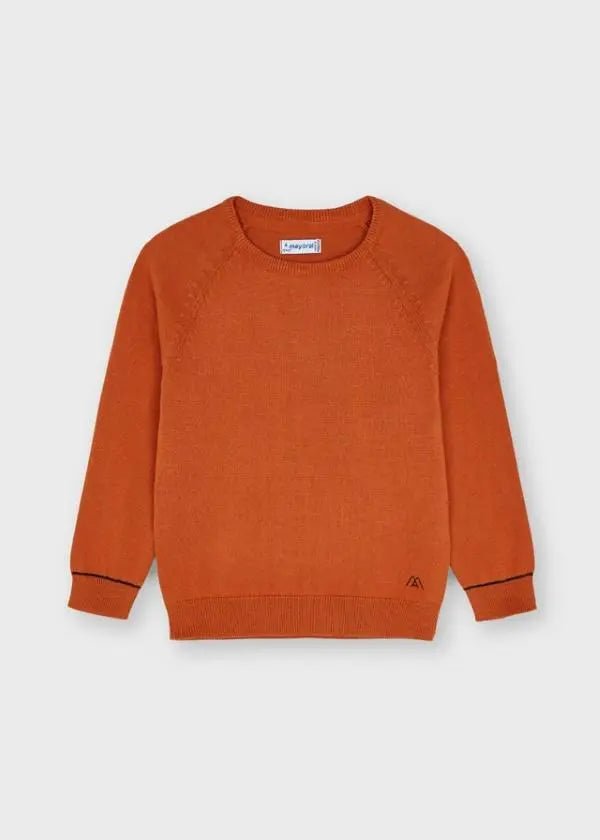 Basic cotton sweater w/round for boy - Orange - Be Chic