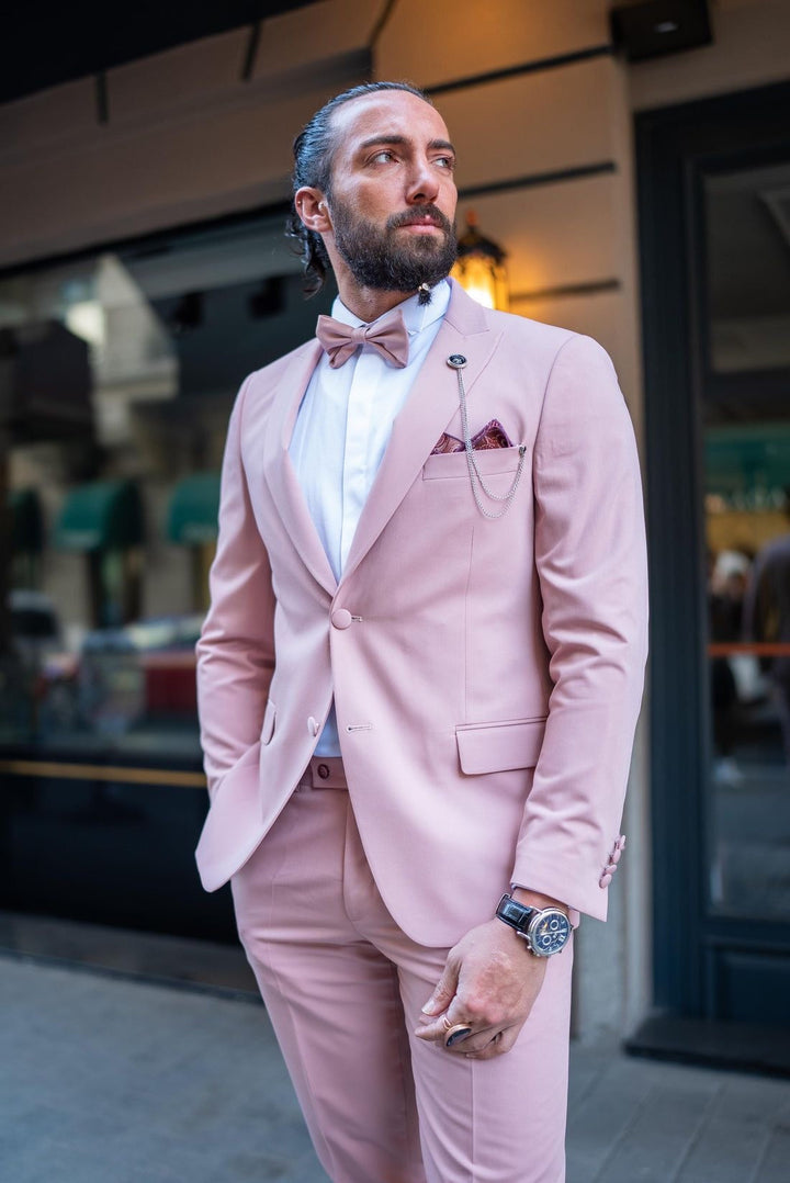 Light Pink Mens 6 Piece Tuxedo - Perfect for Prom and other Formal Events. Prince Kyle