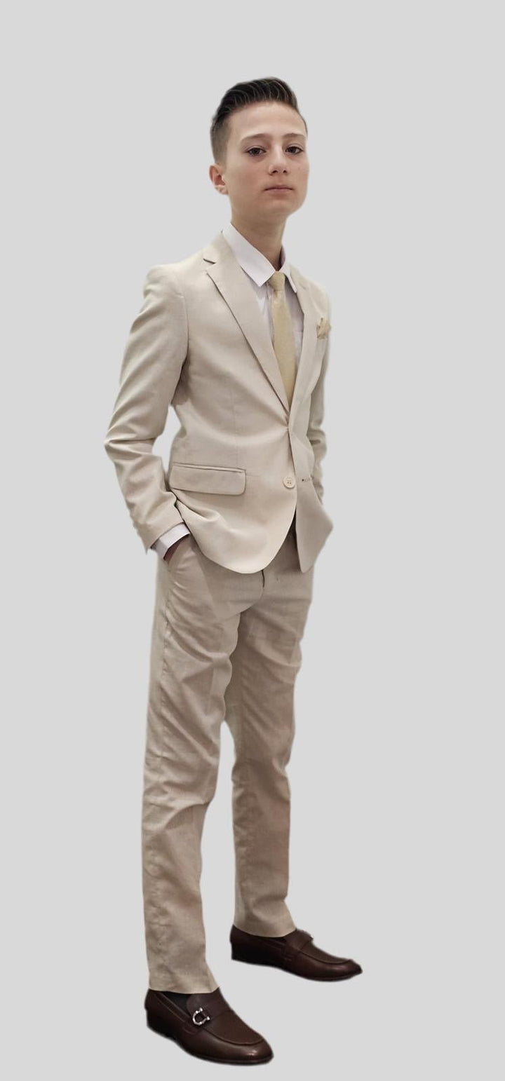 Bechic Halifax Kids’ Linen Beige Suit – Premium Italian Handmade Quality, Best Selling in Canada - Be Chic