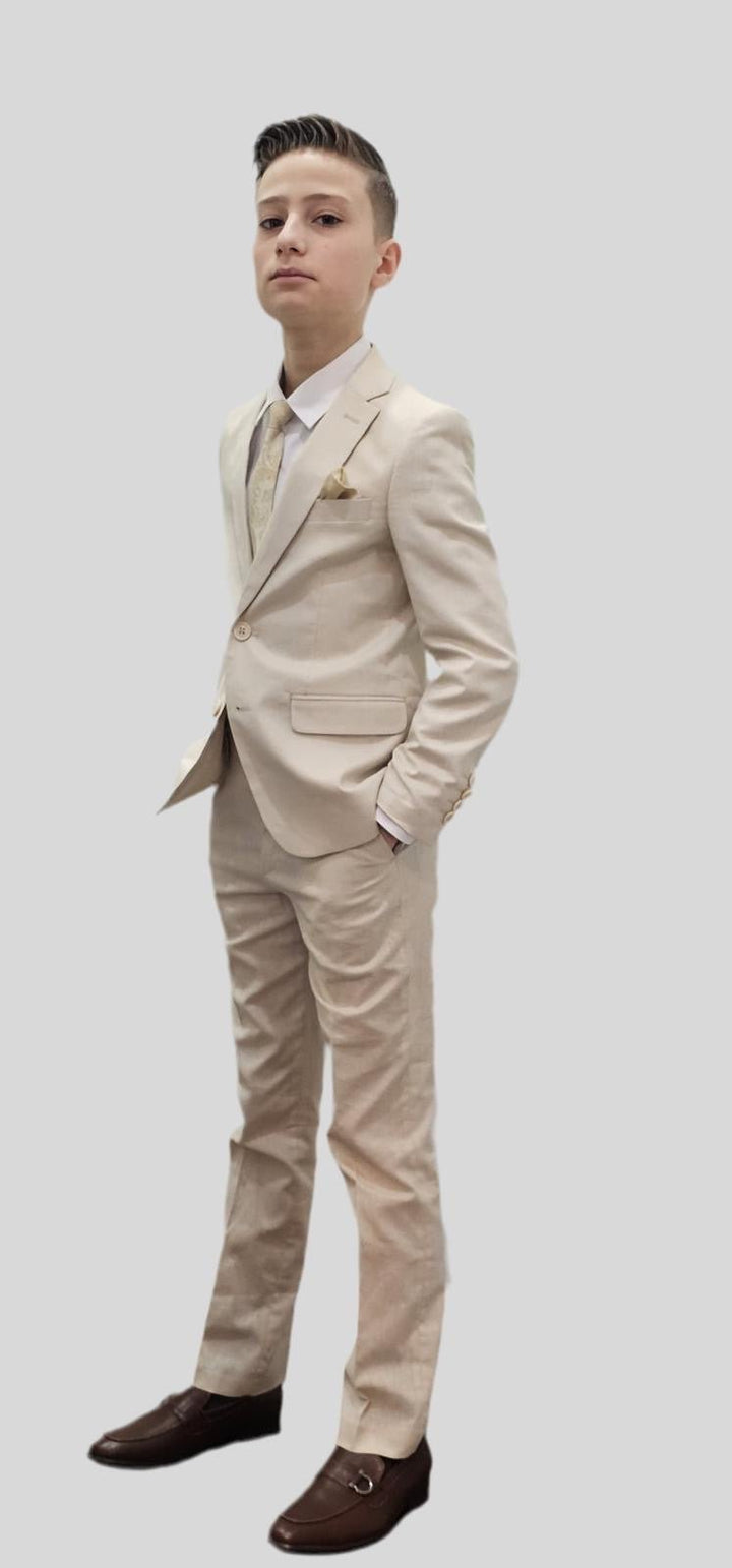 Bechic Halifax Kids’ Linen Beige Suit – Premium Italian Handmade Quality, Best Selling in Canada - Be Chic
