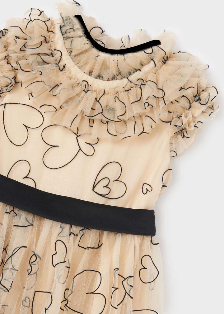 Black Hearts Flocked Tulle Dress - Be Chic