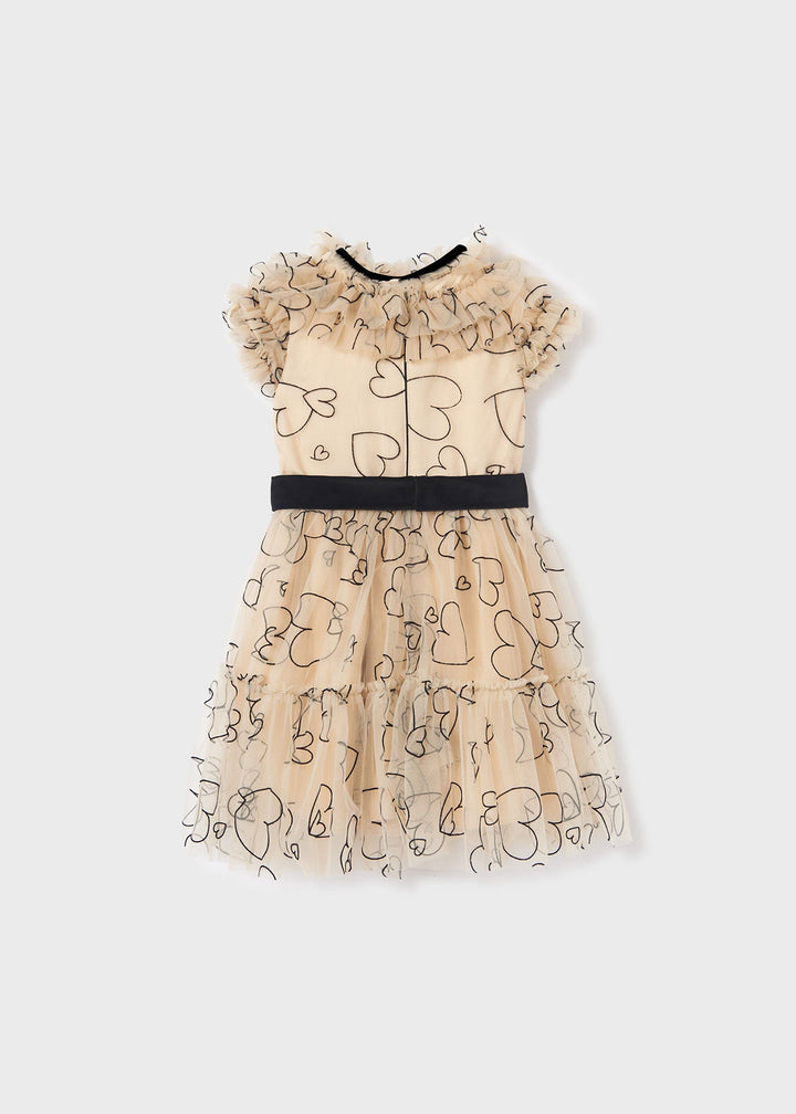 Black Hearts Flocked Tulle Dress - Be Chic