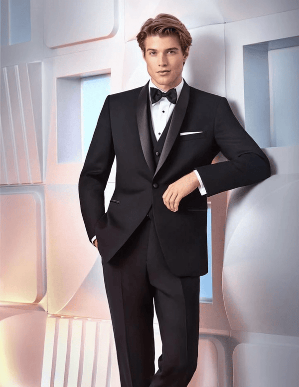Black Mens 6 Piece Tuxedo - Perfect for Prom and other Formal Events. - Be Chic