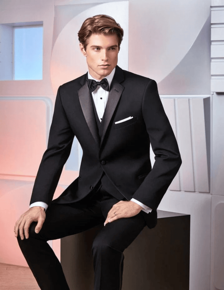 Black Mens 6 Piece Tuxedo - Perfect for Prom and other Formal Events. - Be Chic