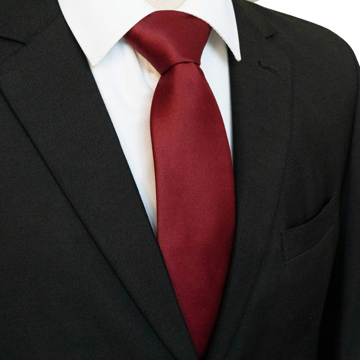 Burgundy Tie and Pocket Square Set for Men - Be Chic