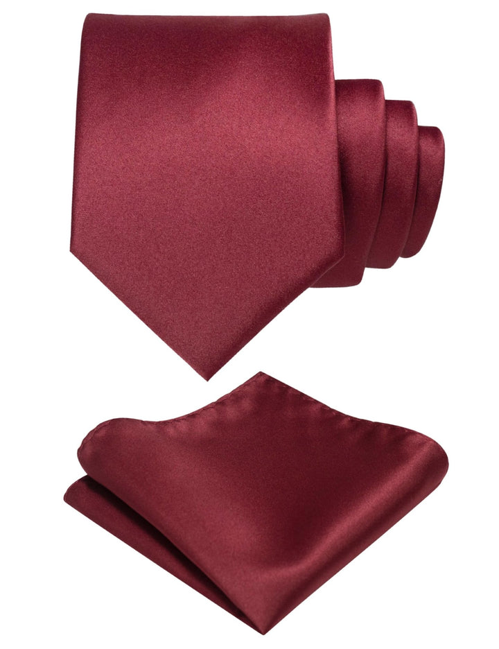 Burgundy Tie and Pocket Square Set for Men - Be Chic