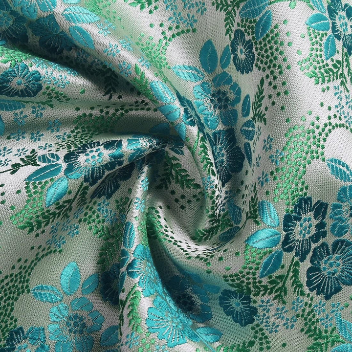 Cyan Floral Men's Tie - Pocket Square & Cufflinks - Be Chic