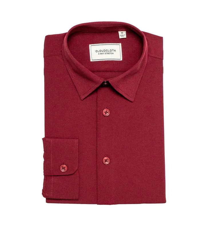 Dark Red Slim Fit Button - Down Shirt – Casual & Formal Wear, Stylish & Comfortable - Be Chic