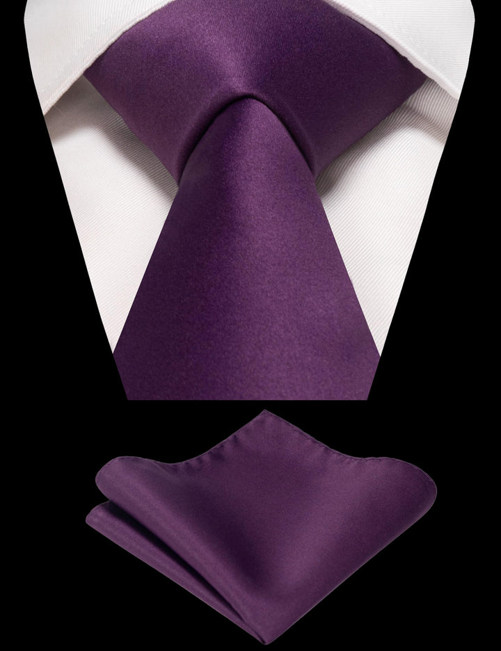 Dark Purple Tie and Pocket Square Set for Men Prince Kyle