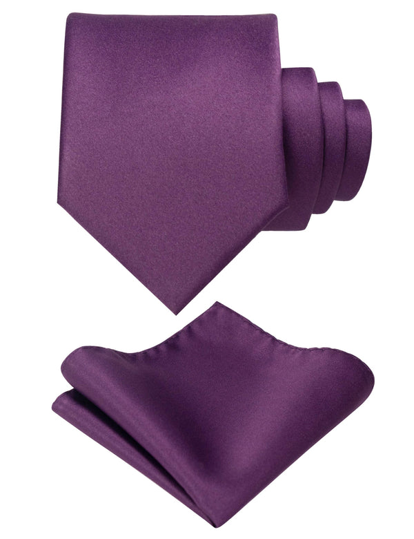 Dark Purple Tie and Pocket Square Set for Men Prince Kyle