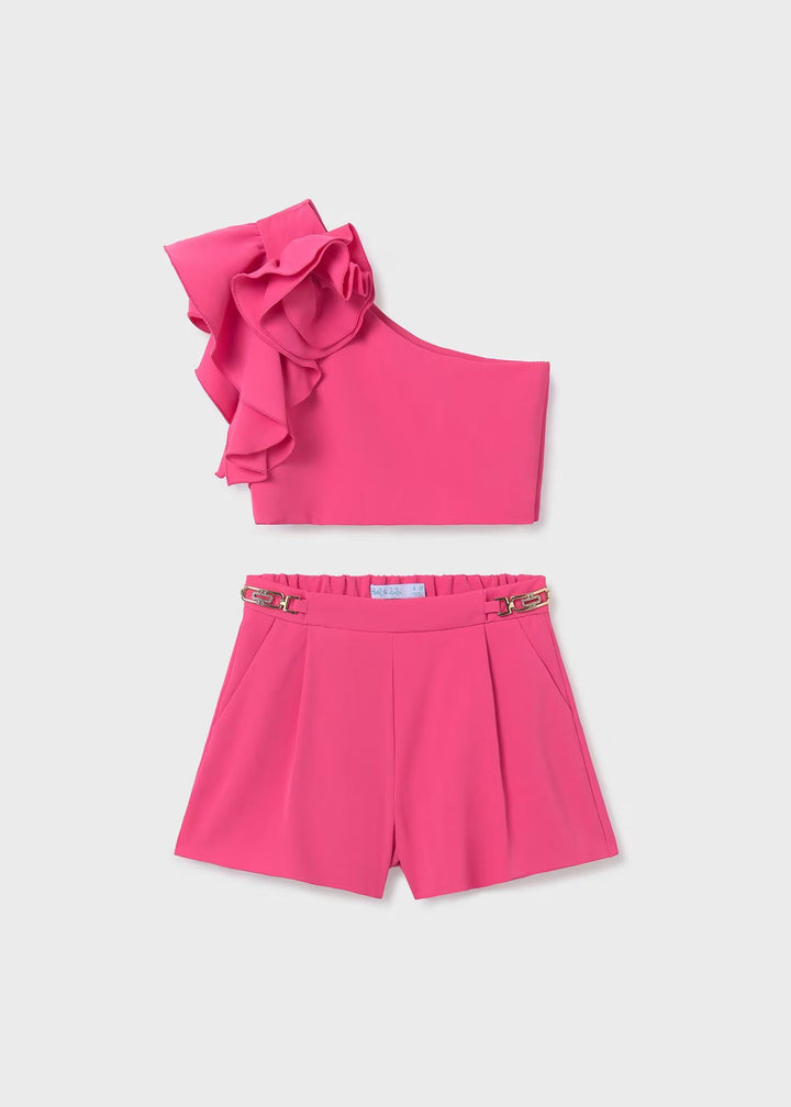 Fluid crepe shorts set - Fuchsia - Be Chic