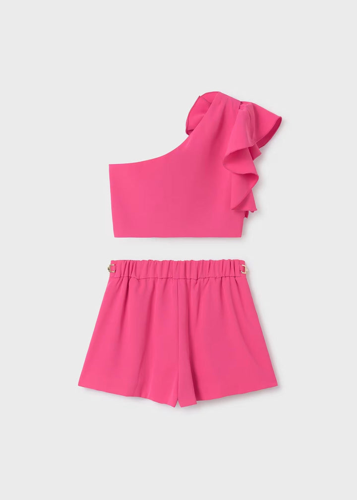 Fluid crepe shorts set - Fuchsia - Be Chic
