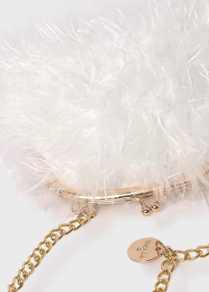Girl Feather Purse - Cream - Be Chic
