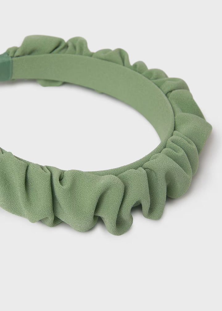 Girl Ruffled Crepe Headband - Green - Be Chic