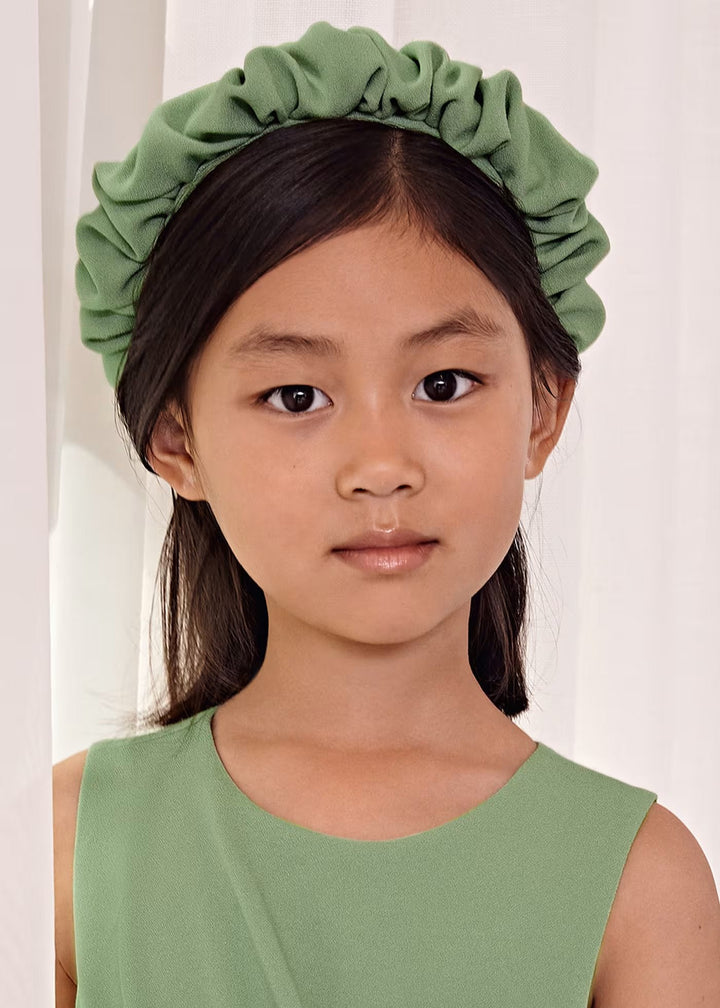 Girl Ruffled Crepe Headband - Green - Be Chic