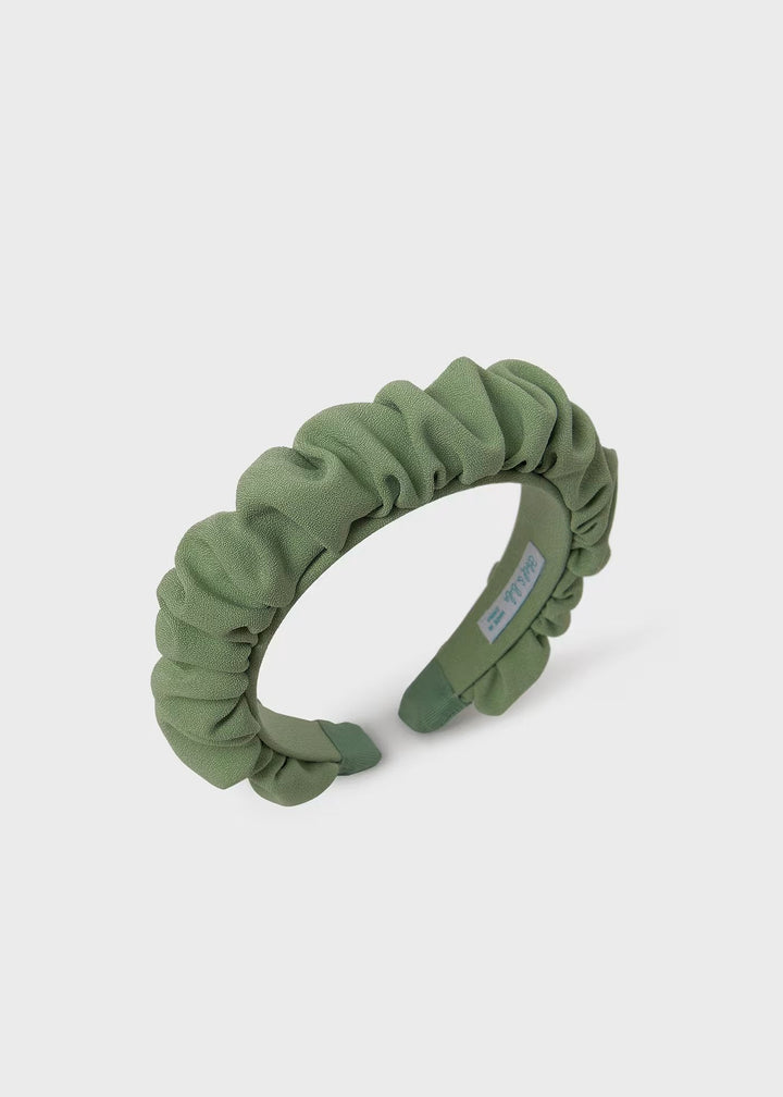 Girl Ruffled Crepe Headband - Green - Be Chic