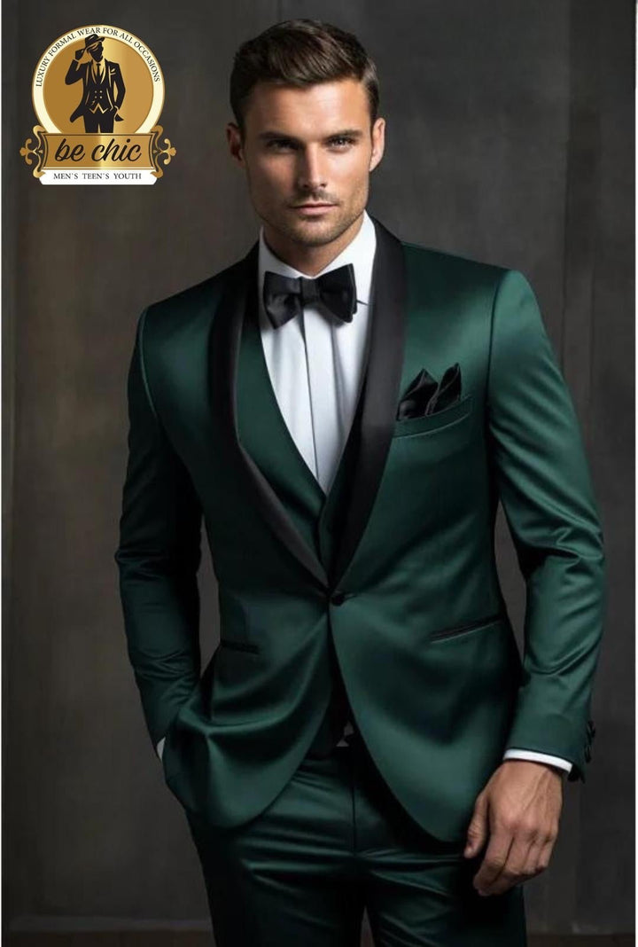 Green Mens 6 Piece Tuxedo - Perfect for Prom and other Formal Events. - Be Chic