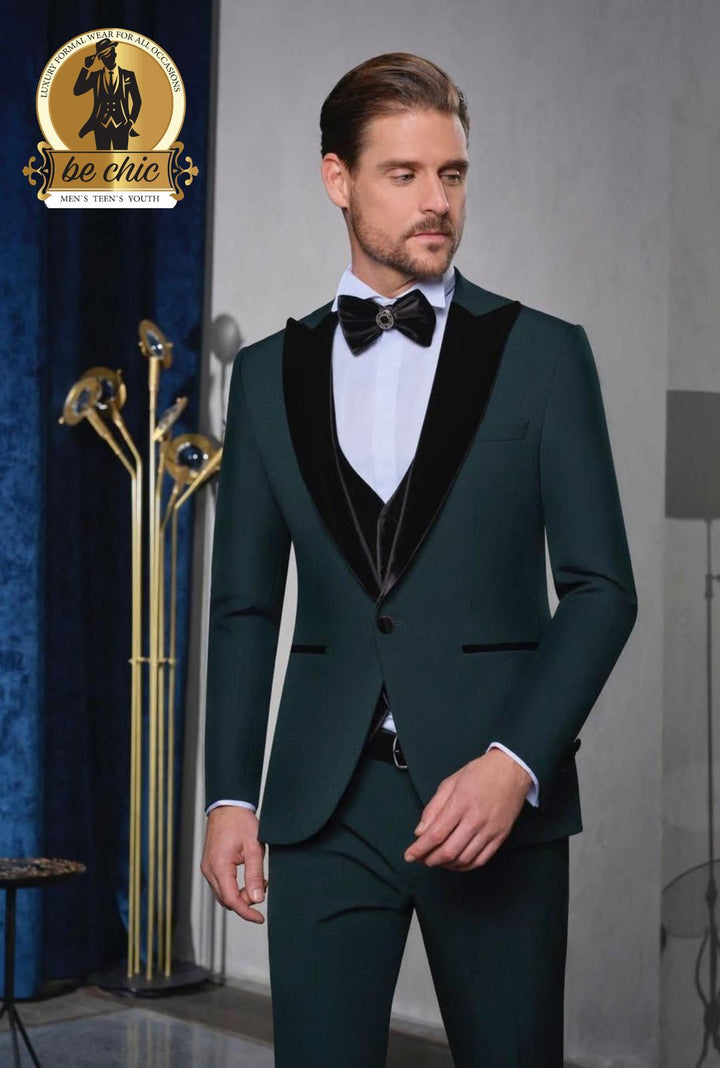 Green Mens 6 Piece Tuxedo - Perfect for Prom and other Formal Events. - Be Chic