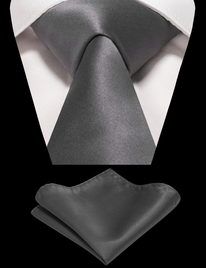 Grey Tie and Pocket Square Set for Men - Be Chic
