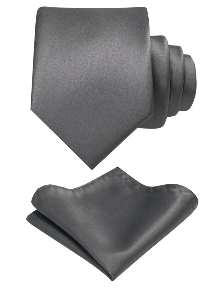 Grey Tie and Pocket Square Set for Men - Be Chic