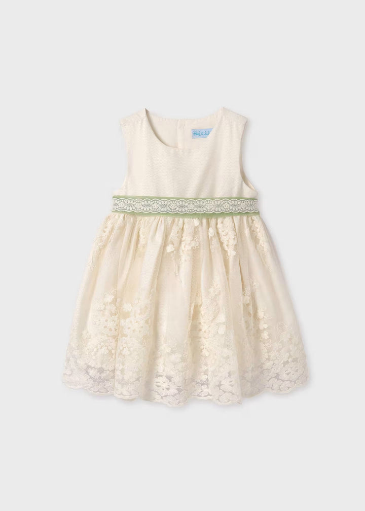Jacquard tulle dress - Natural - Be Chic