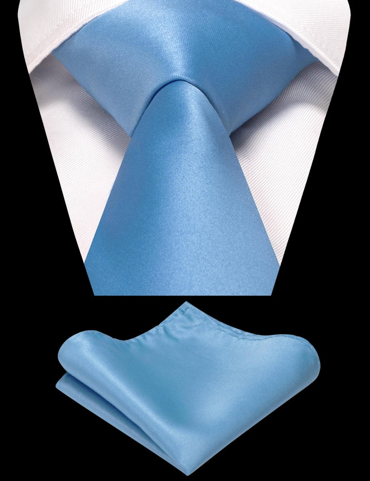 Light Blue Tie and Pocket Square Set for Men - Be Chic
