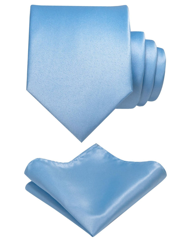 Light Blue Tie and Pocket Square Set for Men - Be Chic