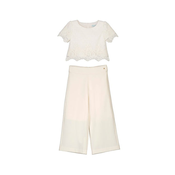 Long crepe pants set - Natural - Be Chic